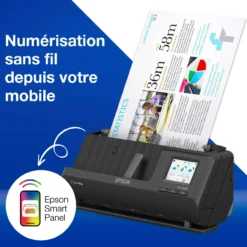 Scanners<Epson Scanner de documents A4 compact ES-C380W avec connexion Wi-Fi et chemin de numérisation en « U »