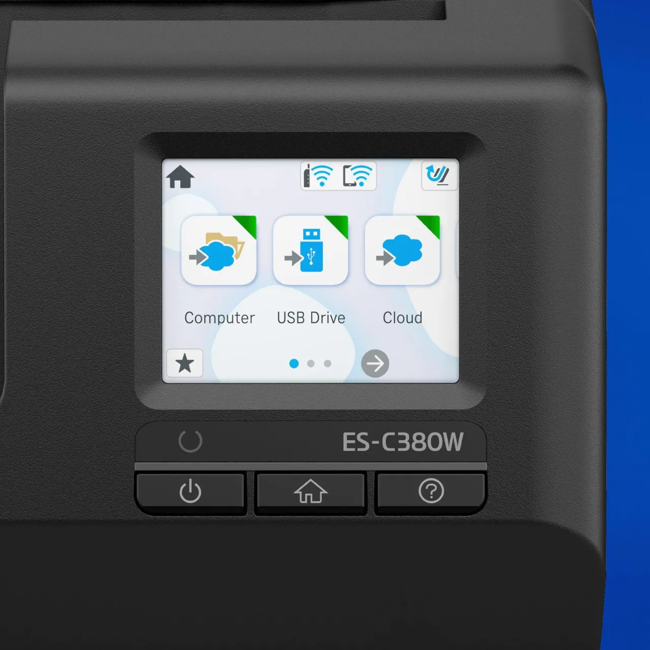 Scanners<Epson Scanner de documents A4 compact ES-C380W avec connexion Wi-Fi et chemin de numérisation en « U »