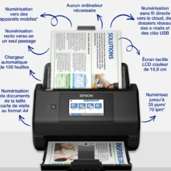 Scanners|Dernières Offres<Epson Scanner à défilement recto verso A4 WorkForce ES-580W avec Wi-Fi et écran tactile facile à utiliser