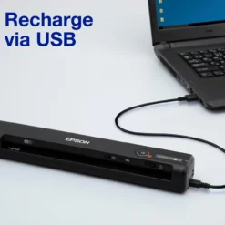 Scanners<Epson Scanner mobile A4 rapide WorkForce ES-60W avec connexion Wi-Fi, technologie ScanSmart et écran LCD