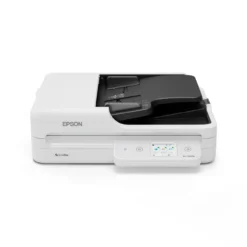 Scanners<Epson Scanner à plat compact WorkForce DS-1760WN, avec connexion réseau et Wi-Fi intégrés, pour les petites entreprises et les bureaux à domicile.