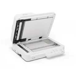 Scanners<Epson Scanner à plat compact WorkForce DS-1760WN, avec connexion réseau et Wi-Fi intégrés, pour les petites entreprises et les bureaux à domicile.