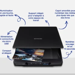 Scanners|Dernières Offres<Epson Scanner à plat de documents et de photos A4 Perfection V39II avec pied