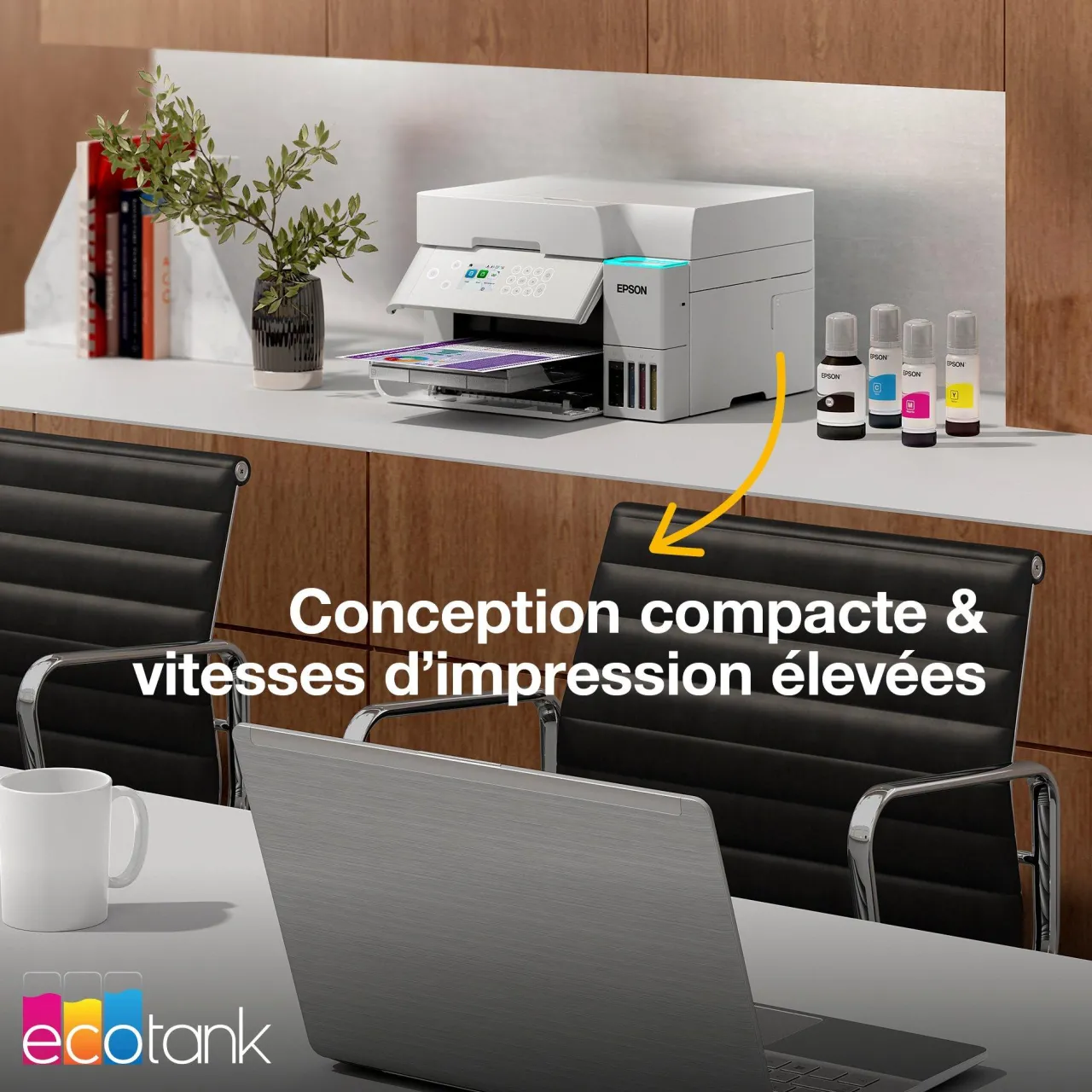 Imprimantes<Epson Solution d’impression A4 blanche EcoTank ET-3956 équipée d’une connexion Wi-Fi et de réservoirs d’encre, avec jusqu’à 3 ans d’encre inclus