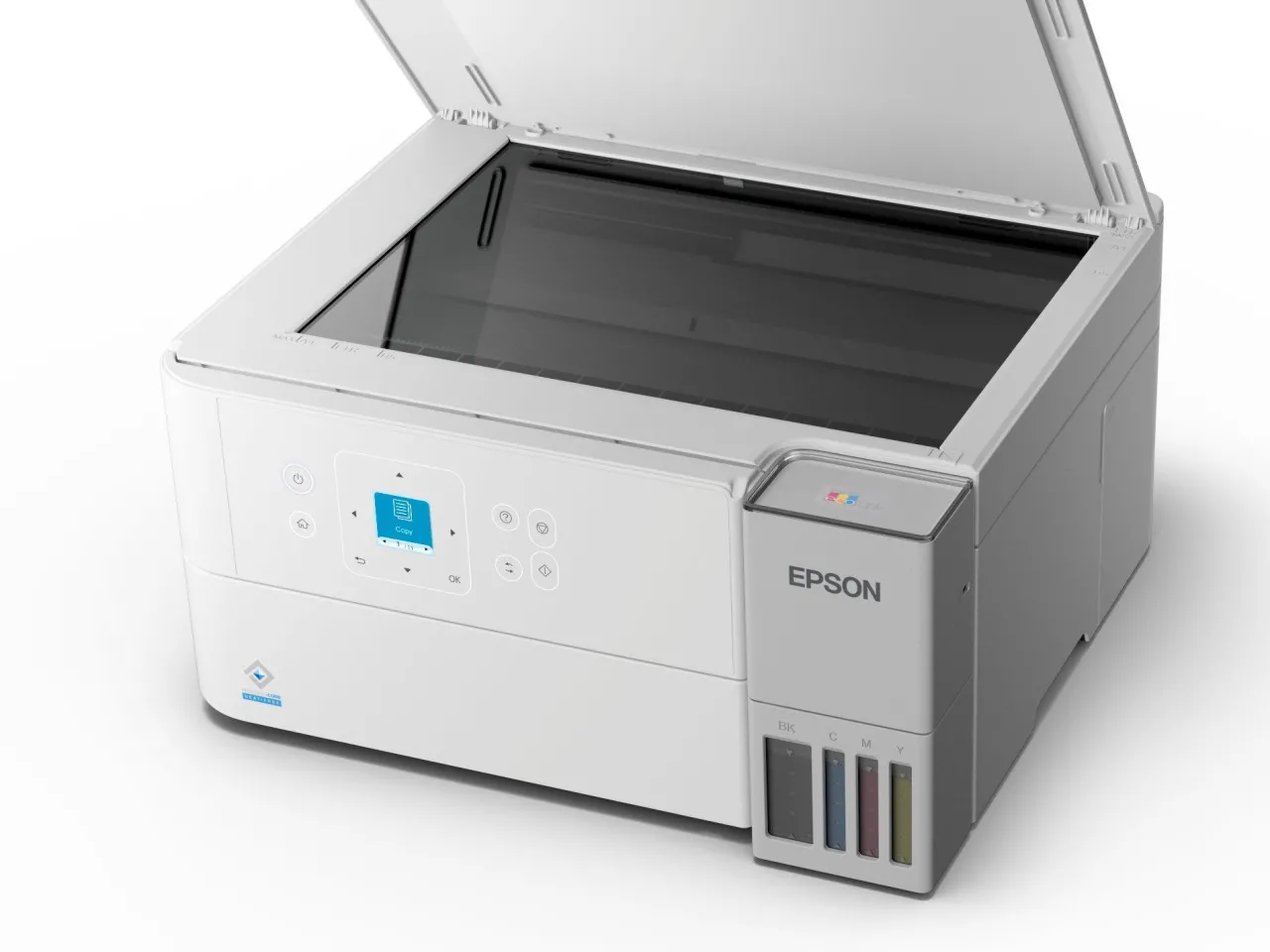 Imprimantes<Epson Solution d’impression A4 blanche EcoTank ET-2956 équipée d’une connexion Wi-Fi et de réservoirs d’encre, avec jusqu’à 3 ans d’encre inclus
