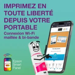 Imprimantes<Epson Solution d’impression A4 blanche EcoTank ET-2956 équipée d’une connexion Wi-Fi et de réservoirs d’encre, avec jusqu’à 3 ans d’encre inclus