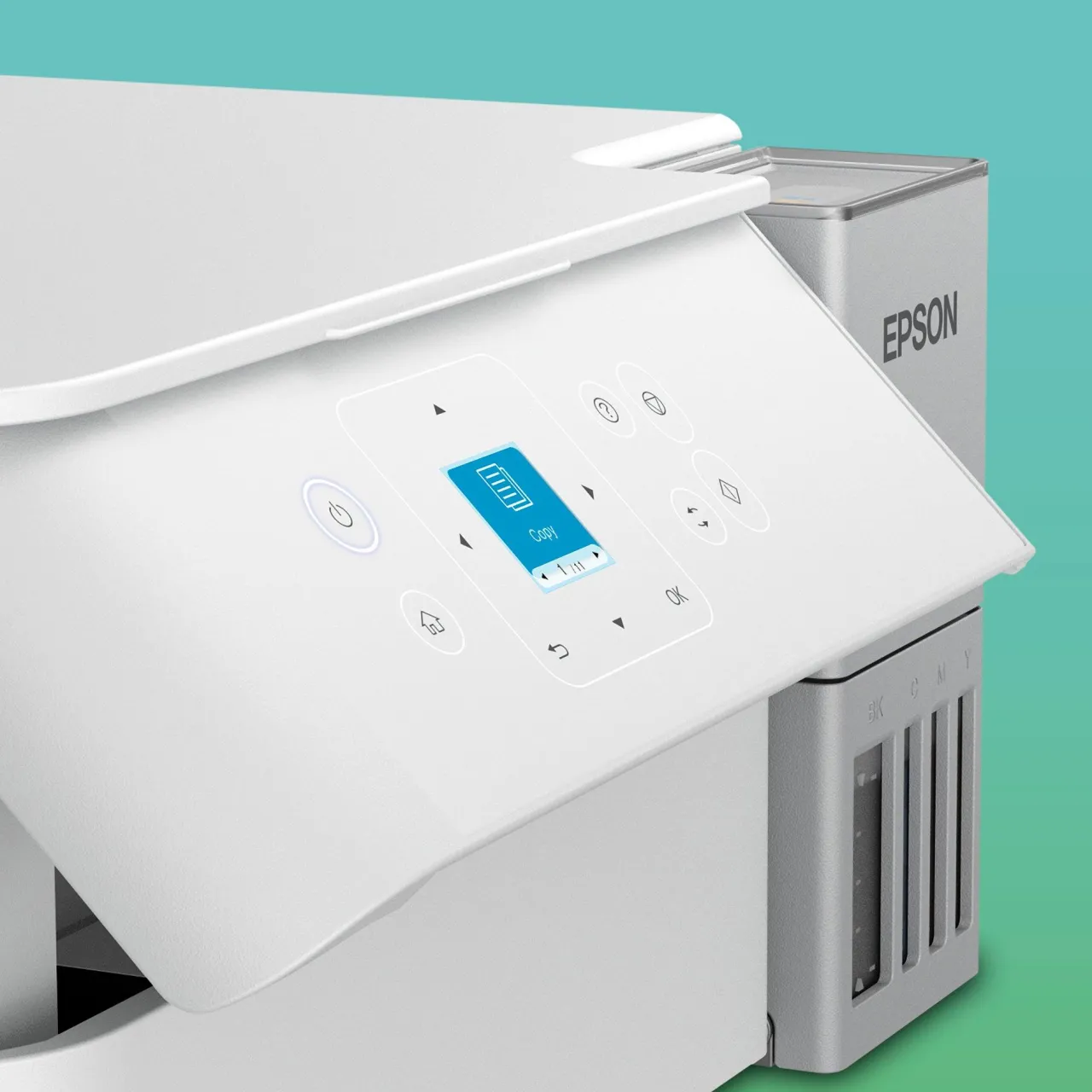 Imprimantes<Epson Solution d’impression A4 blanche EcoTank ET-2956 équipée d’une connexion Wi-Fi et de réservoirs d’encre, avec jusqu’à 3 ans d’encre inclus