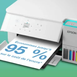 Imprimantes<Epson Solution d’impression A4 blanche EcoTank ET-2956 équipée d’une connexion Wi-Fi et de réservoirs d’encre, avec jusqu’à 3 ans d’encre inclus