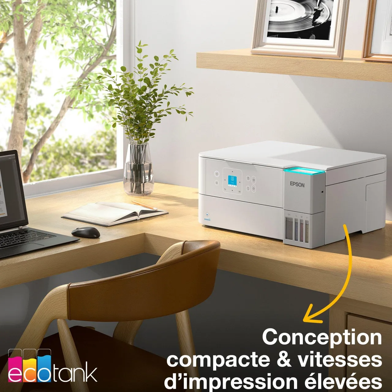 Imprimantes<Epson Solution d’impression A4 blanche EcoTank ET-2956 équipée d’une connexion Wi-Fi et de réservoirs d’encre, avec jusqu’à 3 ans d’encre inclus