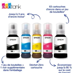 Imprimantes<Epson Solution d’impression A4 blanche EcoTank ET-4956 équipée d’une connexion Wi-Fi et de réservoirs d’encre, avec jusqu’à 3 ans d’encre inclus