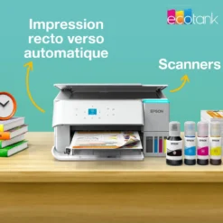 Imprimantes<Epson Solution d’impression A4 blanche EcoTank ET-2959 équipée d’une connexion Wi-Fi et de réservoirs d’encre, avec jusqu’à 3 ans d’encre inclus