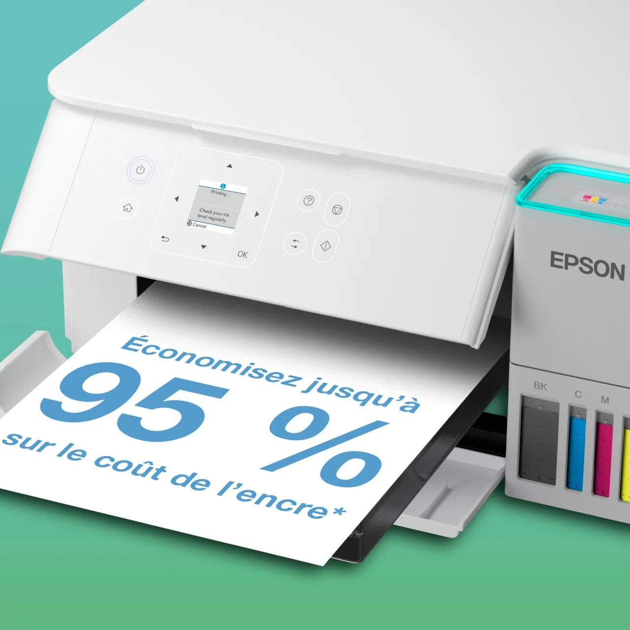 Imprimantes<Epson Solution d’impression A4 blanche EcoTank ET-2959 équipée d’une connexion Wi-Fi et de réservoirs d’encre, avec jusqu’à 3 ans d’encre inclus