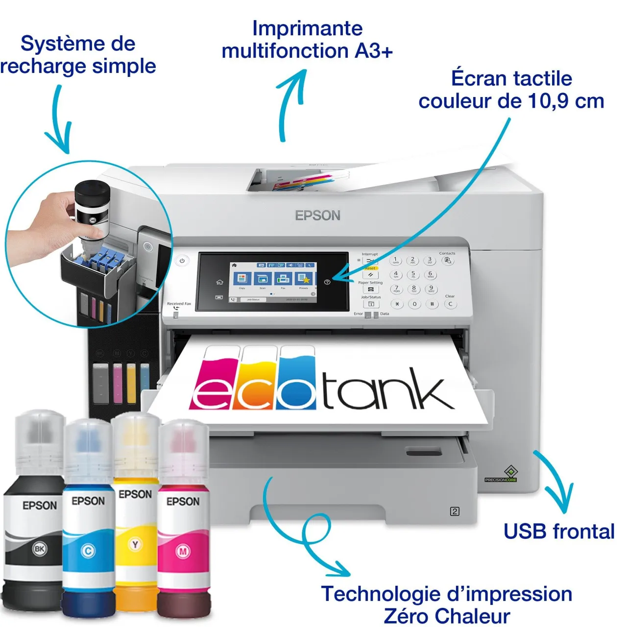 Imprimantes<Epson Solution d’impression A3+ EcoTank Pro ET-16685 avec Wi-Fi, réservoirs d’encre et prise en charge PCL