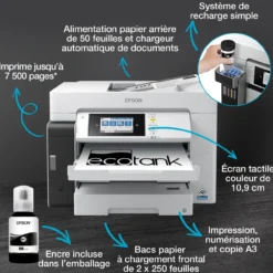 Imprimantes|Dernières Offres<Epson Solution d’impression A3+ EcoTank Pro ET-M16685 avec Wi-Fi, réservoirs d’encre et prise en charge PCL