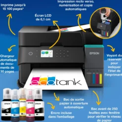 Imprimantes|Dernières Offres<Epson Solution d’impression A4 Wi-Fi EcoTank ET-3950 équipée de réservoirs d’encre, avec jusqu’à 3 ans d’encre inclus