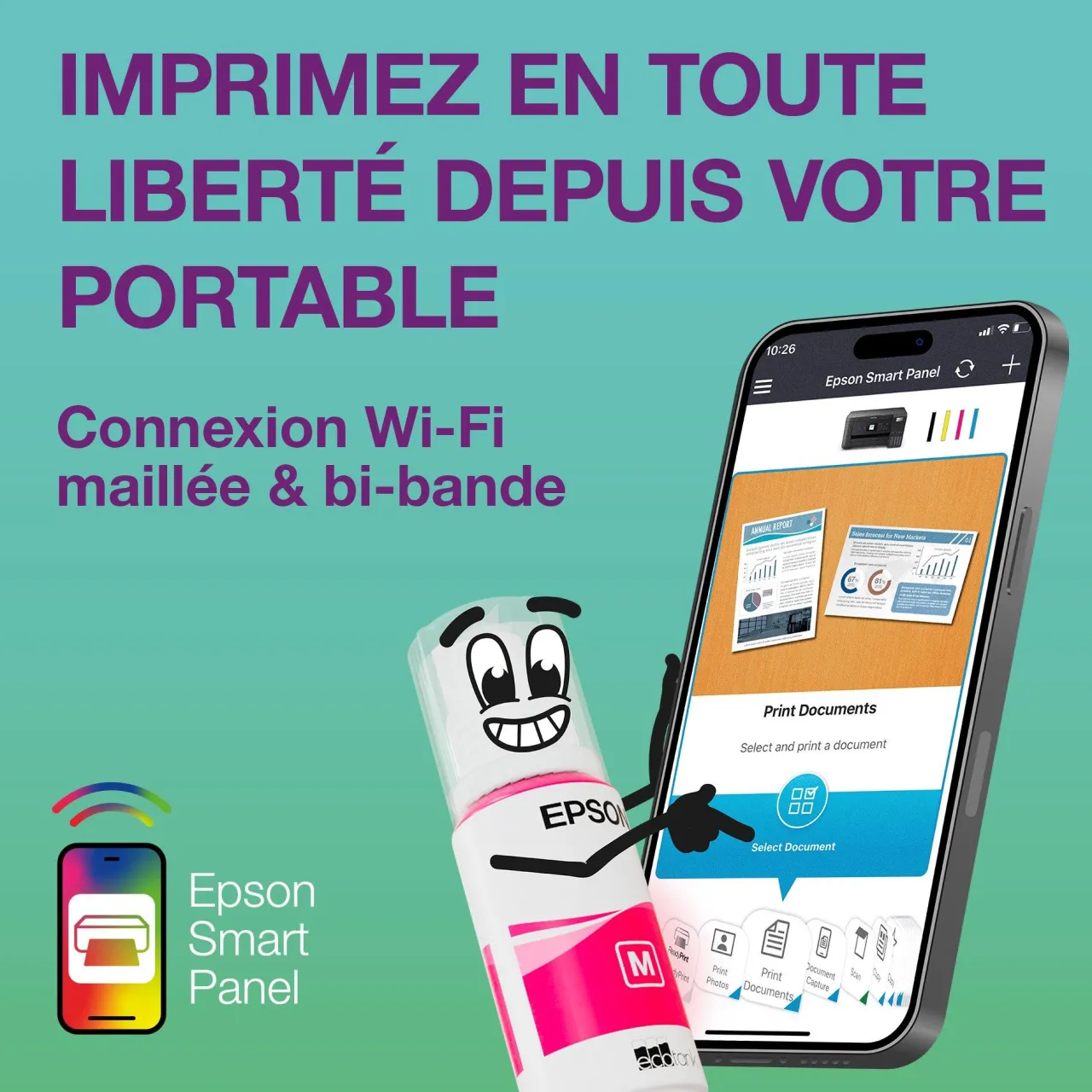 Imprimantes<Epson Solution d’impression A4 Wi-Fi EcoTank ET-2955 équipée de réservoirs d’encre, avec jusqu’à 3 ans d’encre inclus