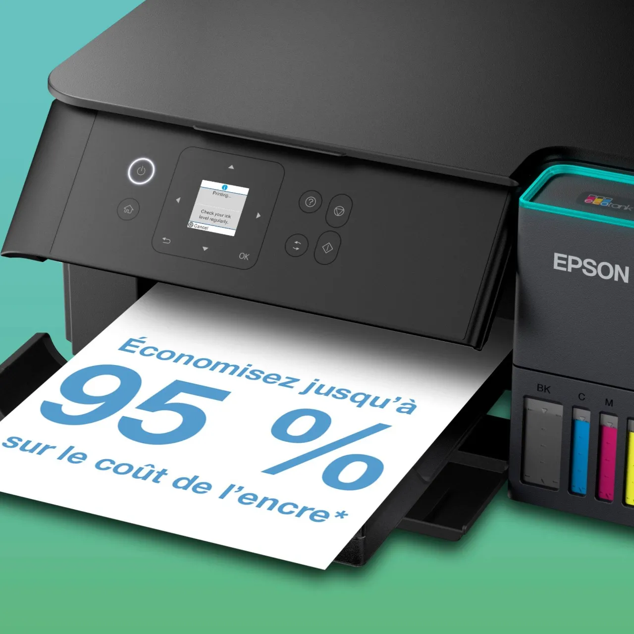 Imprimantes<Epson Solution d’impression A4 Wi-Fi EcoTank ET-2955 équipée de réservoirs d’encre, avec jusqu’à 3 ans d’encre inclus
