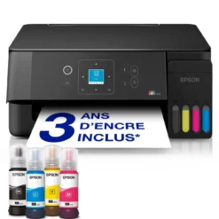 Imprimantes<Epson Solution d’impression multifonction A4 Wi-Fi et AirPrint EcoTank ET-2922 équipée de réservoirs d’encre, écran LCD et jusqu’à 3 ans d’encre inclus