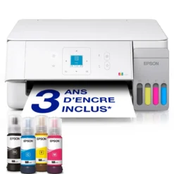 Imprimantes<Epson Solution d’impression multifonction A4 Wi-Fi et AirPrint EcoTank ET-2926 équipée de réservoirs d’encre, écran LCD et jusqu’à 3 ans d’encre inclus