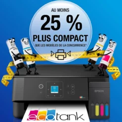 Imprimantes<Epson Solution d’impression multifonction A4 Wi-Fi et AirPrint EcoTank ET-2920 équipée de réservoirs d’encre, écran LCD et jusqu’à 3 ans d’encre inclus