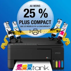 Imprimantes<Epson Solution d’impression multifonction A4 Wi-Fi et AirPrint EcoTank ET-2914 équipée de réservoirs d’encre, avec jusqu’à 3 ans d’encre inclus