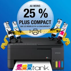 Imprimantes<Epson Solution d’impression multifonction A4 Wi-Fi et AirPrint EcoTank ET-2910 équipée de réservoirs d’encre, avec jusqu’à 3 ans d’encre inclus