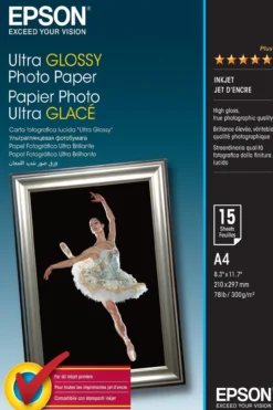 Papier<Epson Ultra Glossy Photo Paper, DIN A4, 300g/m2, 15 Sheets