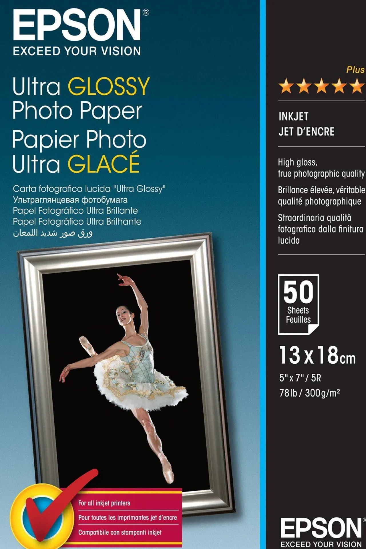 Papier<Epson Ultra Glossy Photo Paper, 130 x 180 mm, 300g/m2, 50 Sheets